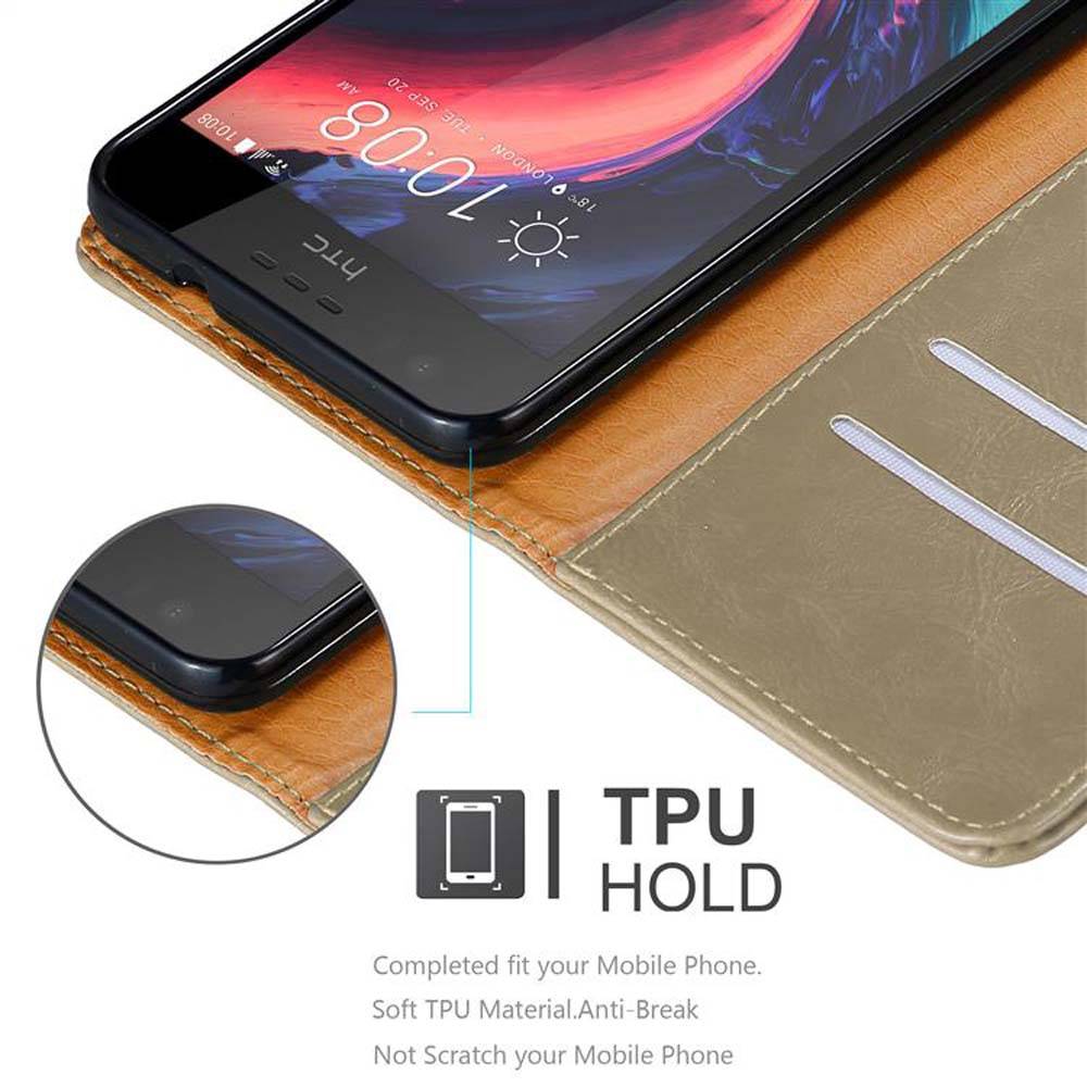 Cadorabo Hülle für HTC Desire 10 LIFESTYLE / Desire 825 Schutzhülle in Braun Handyhülle Book Tasche Case Etui Luxury