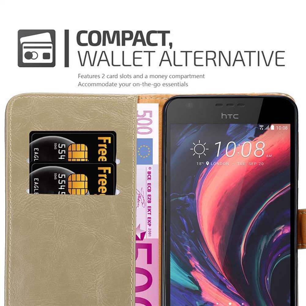 Cadorabo Hülle für HTC Desire 10 LIFESTYLE / Desire 825 Schutzhülle in Braun Handyhülle Book Tasche Case Etui Luxury