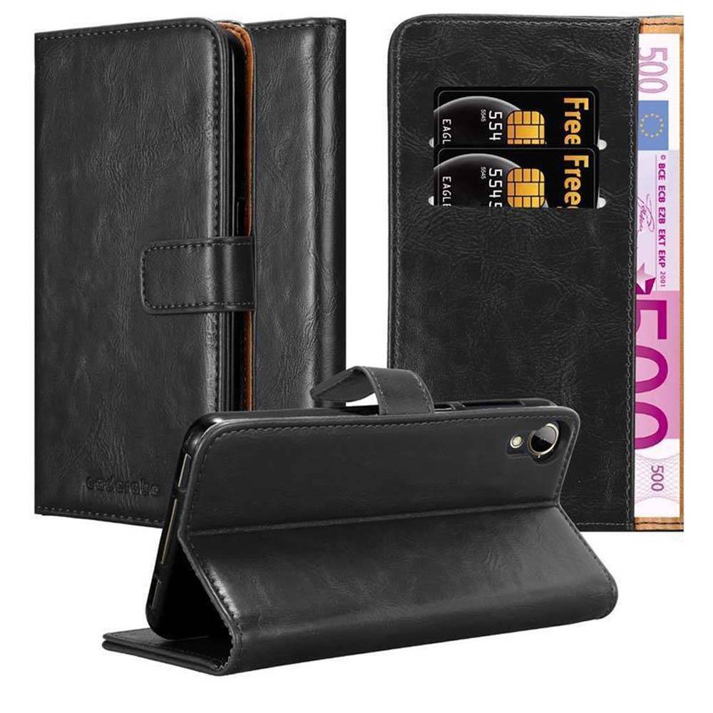 Cadorabo Hülle für HTC Desire 10 LIFESTYLE / Desire 825 Schutzhülle in Schwarz Handyhülle Book Tasche Case Etui Luxury
