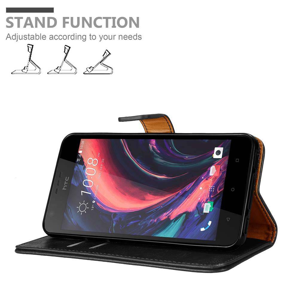 Cadorabo Hülle für HTC Desire 10 LIFESTYLE / Desire 825 Schutzhülle in Schwarz Handyhülle Book Tasche Case Etui Luxury