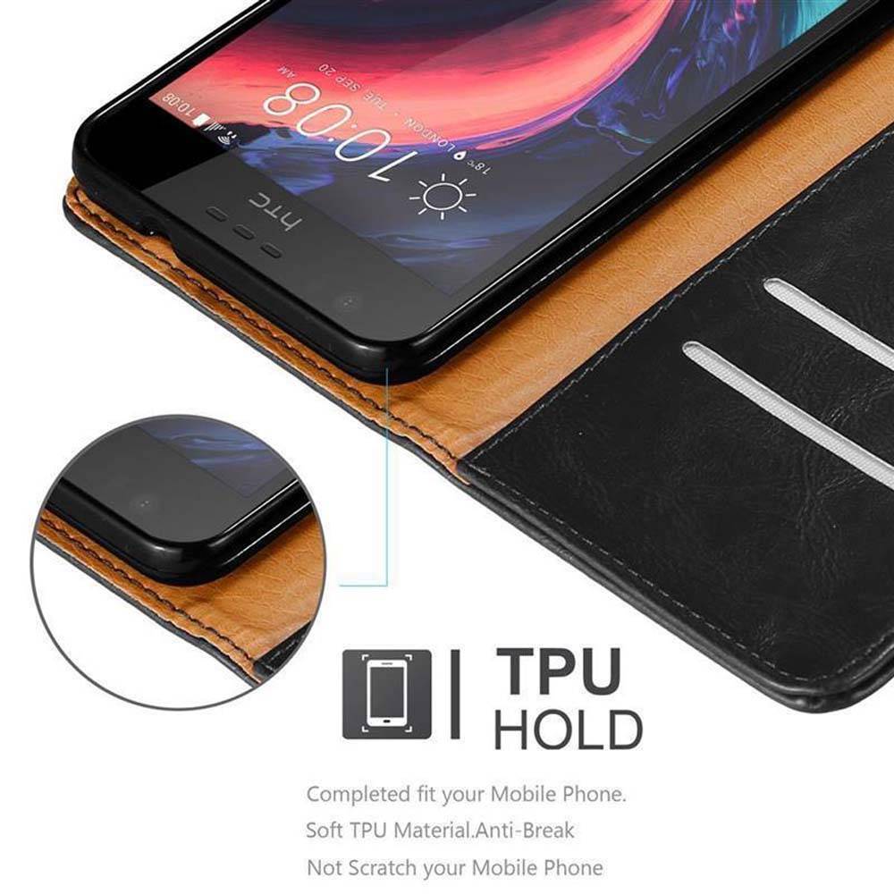 Cadorabo Hülle für HTC Desire 10 LIFESTYLE / Desire 825 Schutzhülle in Schwarz Handyhülle Book Tasche Case Etui Luxury