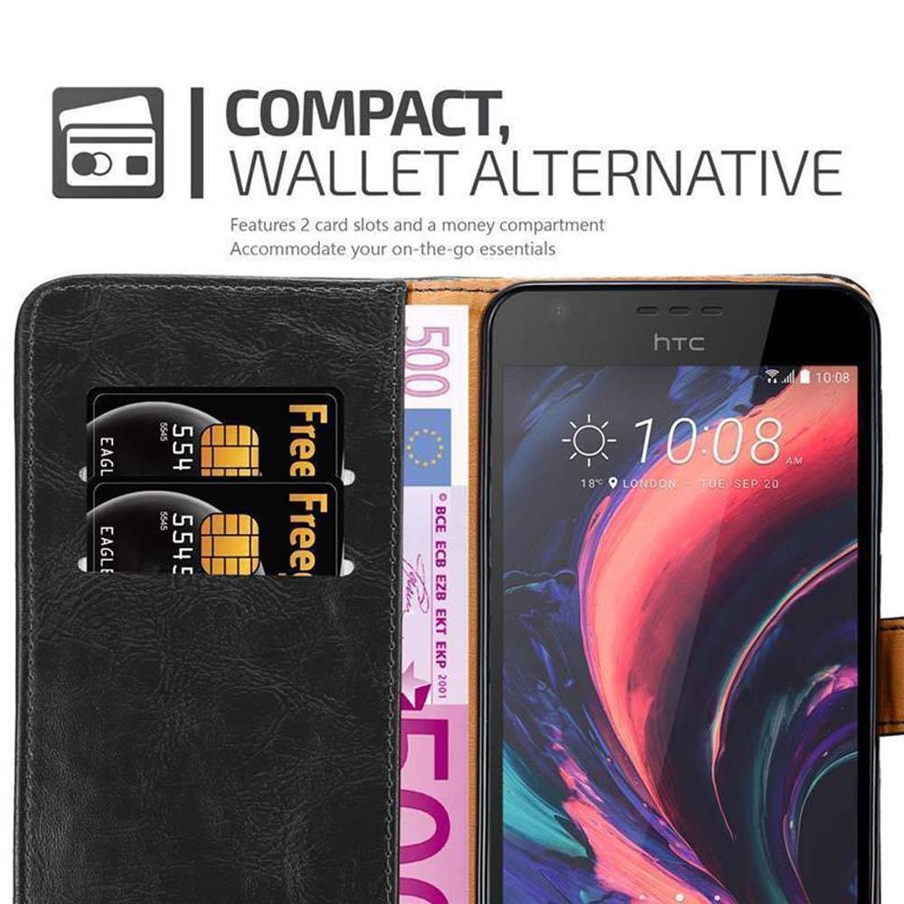 Cadorabo Hülle für HTC Desire 10 LIFESTYLE / Desire 825 Schutzhülle in Schwarz Handyhülle Book Tasche Case Etui Luxury