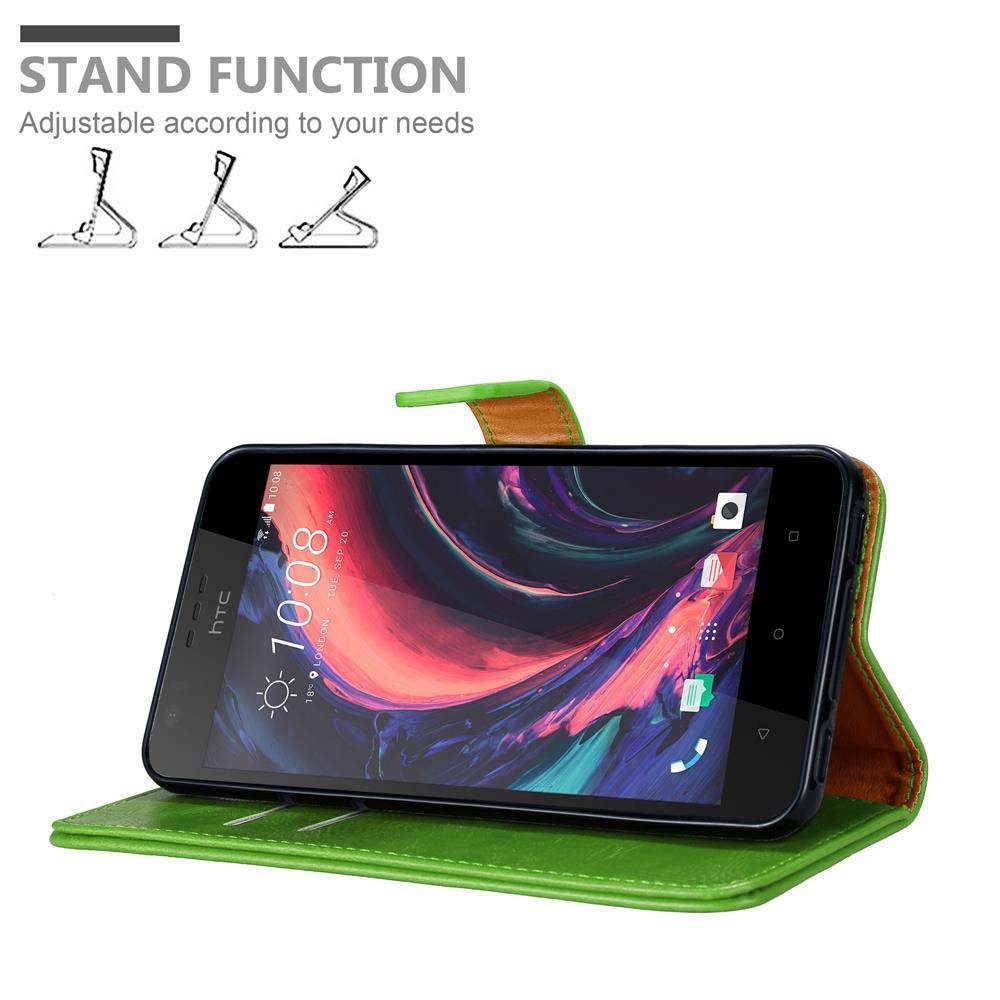 Cadorabo Hülle für HTC Desire 10 LIFESTYLE / Desire 825 Schutzhülle in Grün Handyhülle Book Tasche Case Etui Luxury