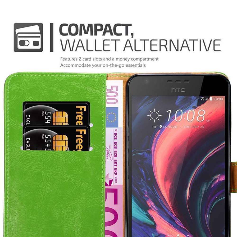 Cadorabo Hülle für HTC Desire 10 LIFESTYLE / Desire 825 Schutzhülle in Grün Handyhülle Book Tasche Case Etui Luxury