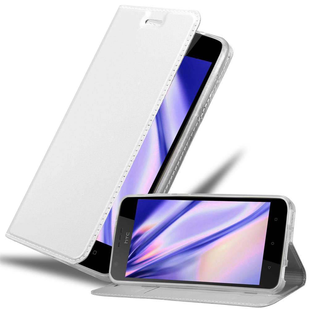 Cadorabo Handyhülle für HTC Desire 10 LIFESTYLE / Desire 825 Schutz Hülle in Silber Cover Etui Book Case Booklet