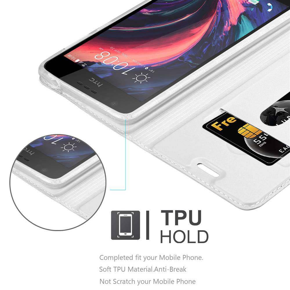 Cadorabo Handyhülle für HTC Desire 10 LIFESTYLE / Desire 825 Schutz Hülle in Silber Cover Etui Book Case Booklet