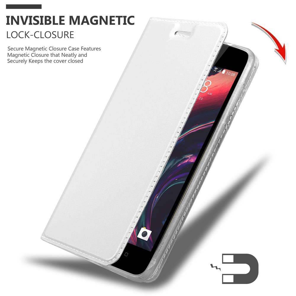 Cadorabo Handyhülle für HTC Desire 10 LIFESTYLE / Desire 825 Schutz Hülle in Silber Cover Etui Book Case Booklet