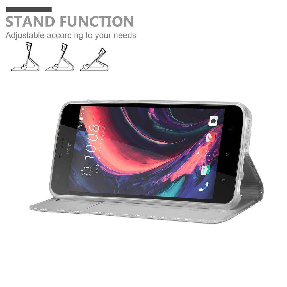 Cadorabo Handyhülle für HTC Desire 10 LIFESTYLE / Desire 825 Schutz Hülle in Silber Cover Etui Book Case Booklet