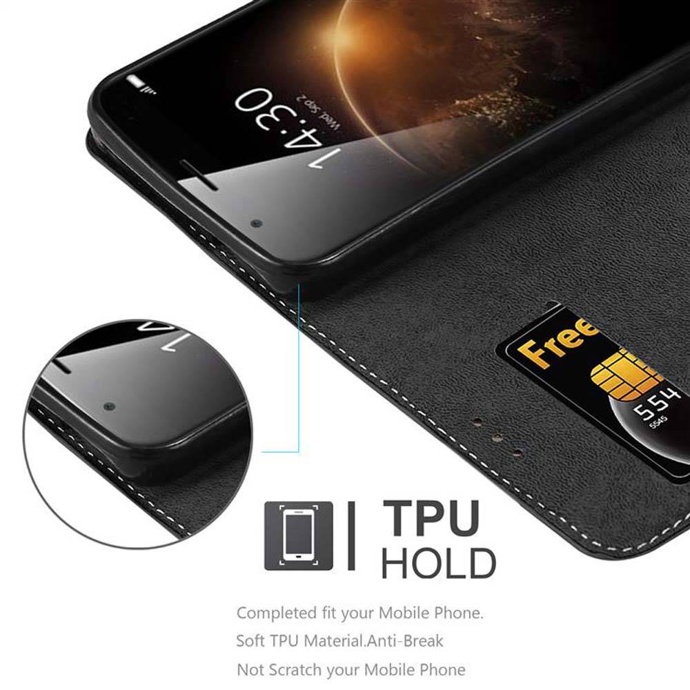 Cadorabo Hülle für Huawei ASCEND G7 PLUS / G8 / GX8 Schutzhülle in Schwarz SHandyhülle Book Case Etui Kunstleder