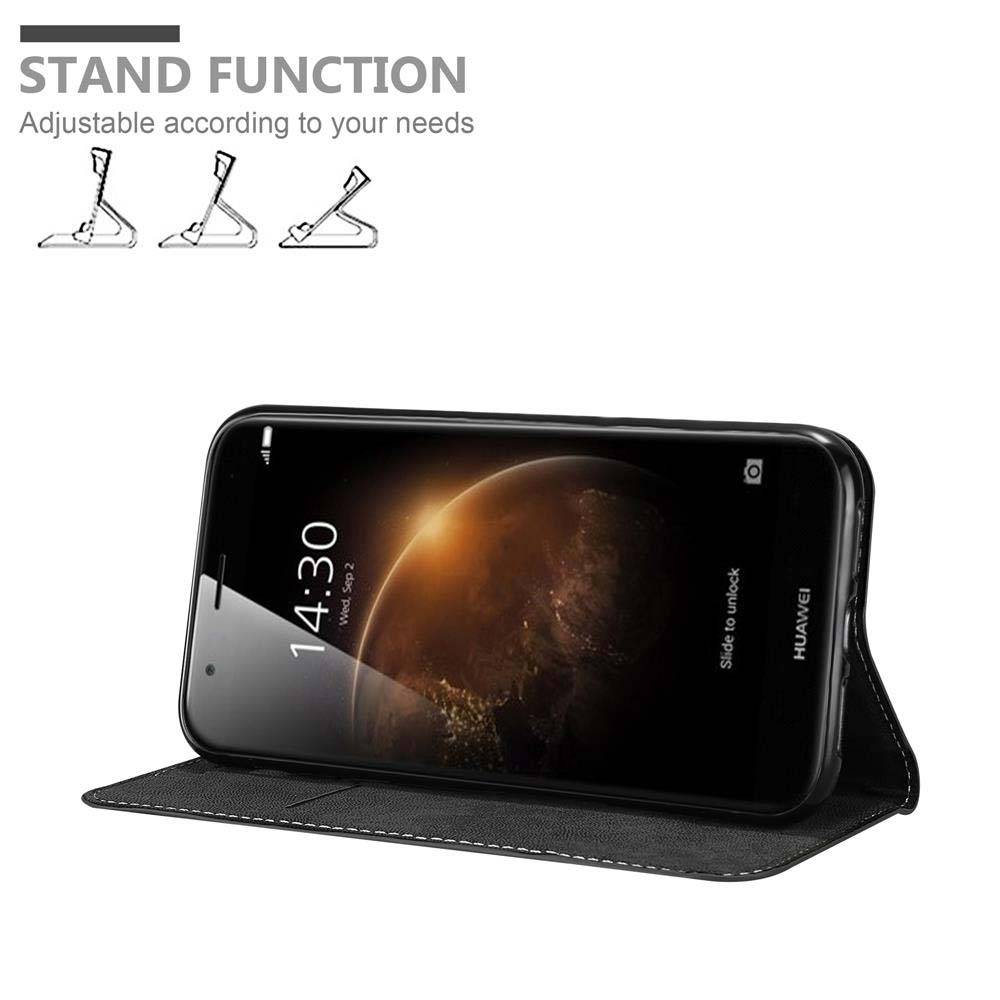 Cadorabo Hülle für Huawei ASCEND G7 PLUS / G8 / GX8 Schutzhülle in Schwarz SHandyhülle Book Case Etui Kunstleder