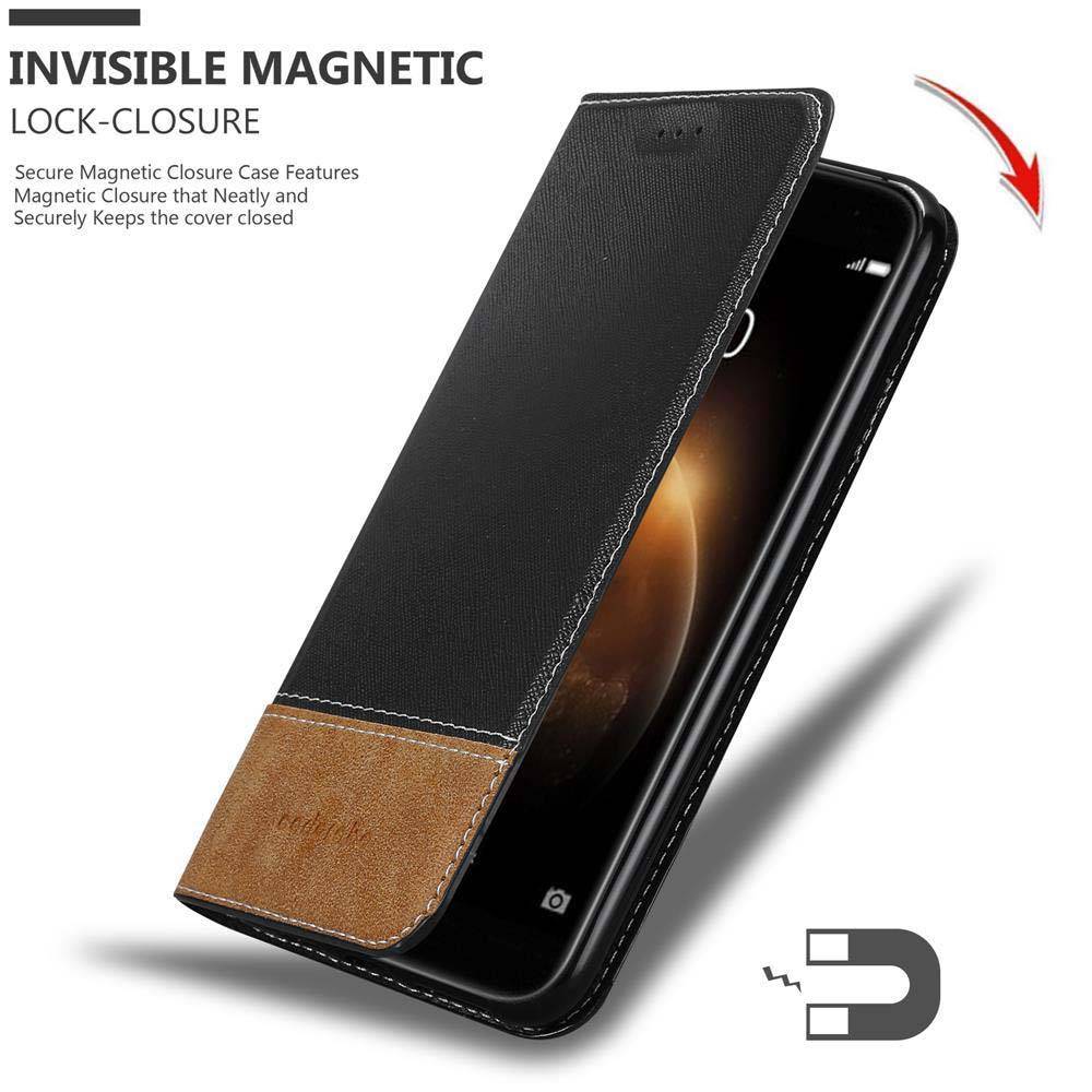 Cadorabo Hülle für Huawei ASCEND G7 PLUS / G8 / GX8 Schutzhülle in Schwarz SHandyhülle Book Case Etui Kunstleder