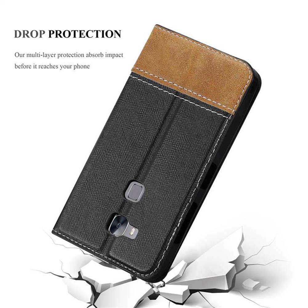 Cadorabo Hülle für Huawei ASCEND G7 PLUS / G8 / GX8 Schutzhülle in Schwarz SHandyhülle Book Case Etui Kunstleder