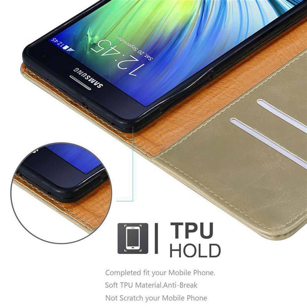 Cadorabo Hülle für Samsung Galaxy A7 2015 Schutzhülle in Braun Handyhülle Book Tasche Case Etui Luxury