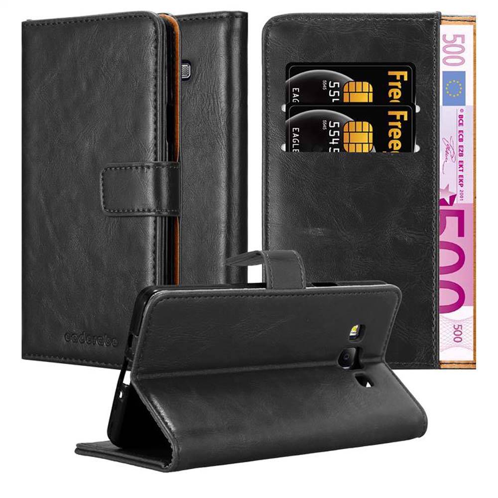 Cadorabo Hülle für Samsung Galaxy A7 2015 Schutzhülle in Schwarz Handyhülle Book Tasche Case Etui Luxury