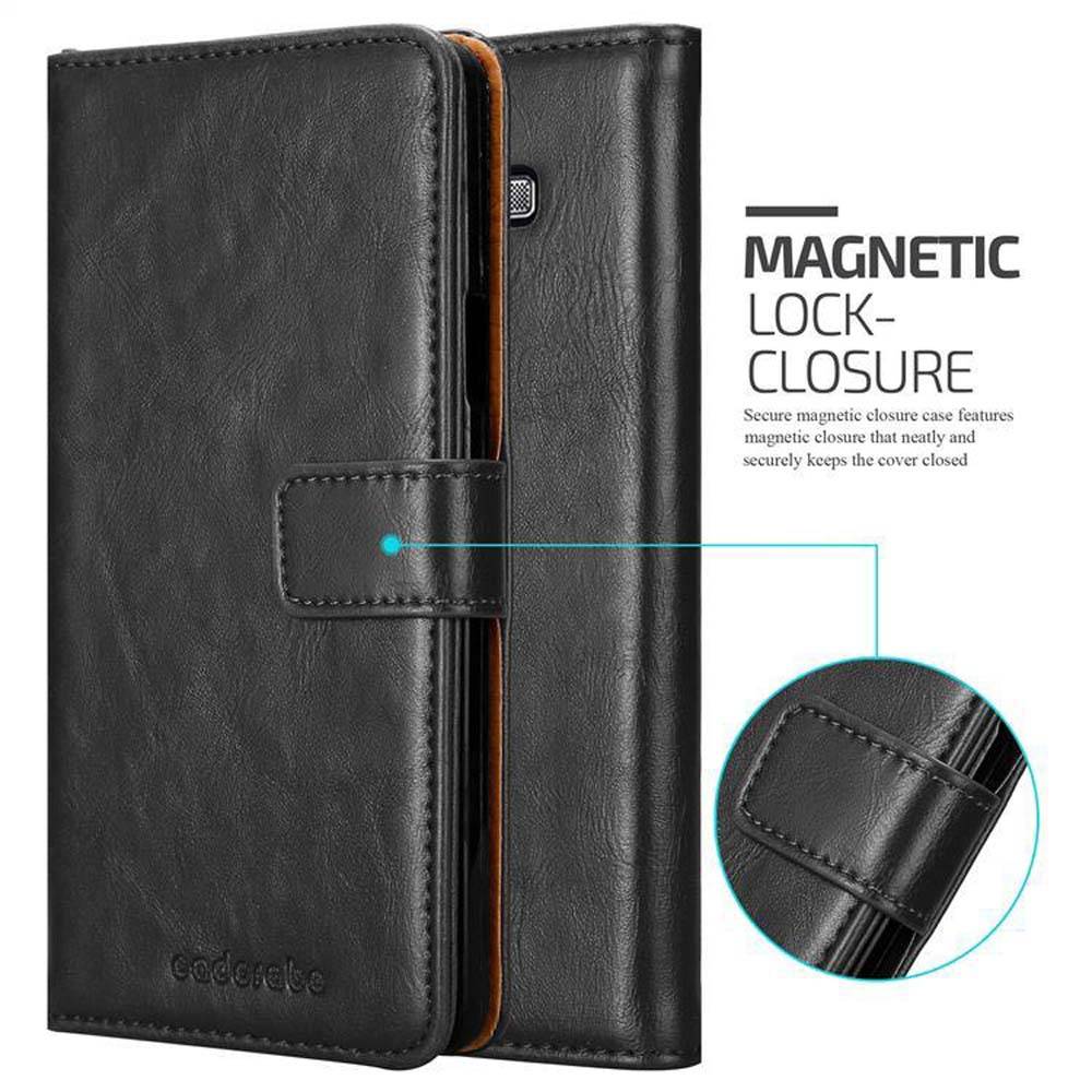 Cadorabo Hülle für Samsung Galaxy A7 2015 Schutzhülle in Schwarz Handyhülle Book Tasche Case Etui Luxury
