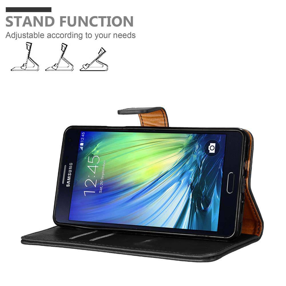 Cadorabo Hülle für Samsung Galaxy A7 2015 Schutzhülle in Schwarz Handyhülle Book Tasche Case Etui Luxury