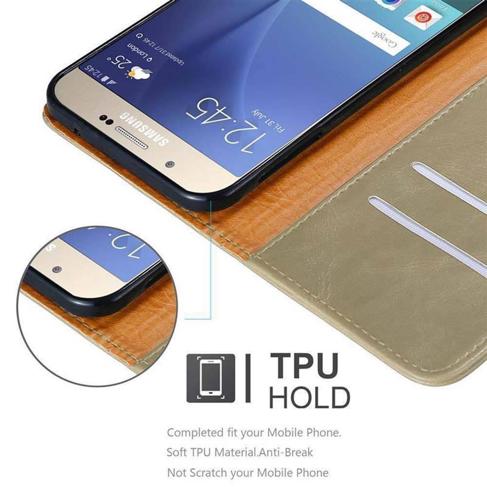 Cadorabo Hülle für Samsung Galaxy A8 2015 Schutzhülle in Braun Handyhülle Book Tasche Case Etui Luxury