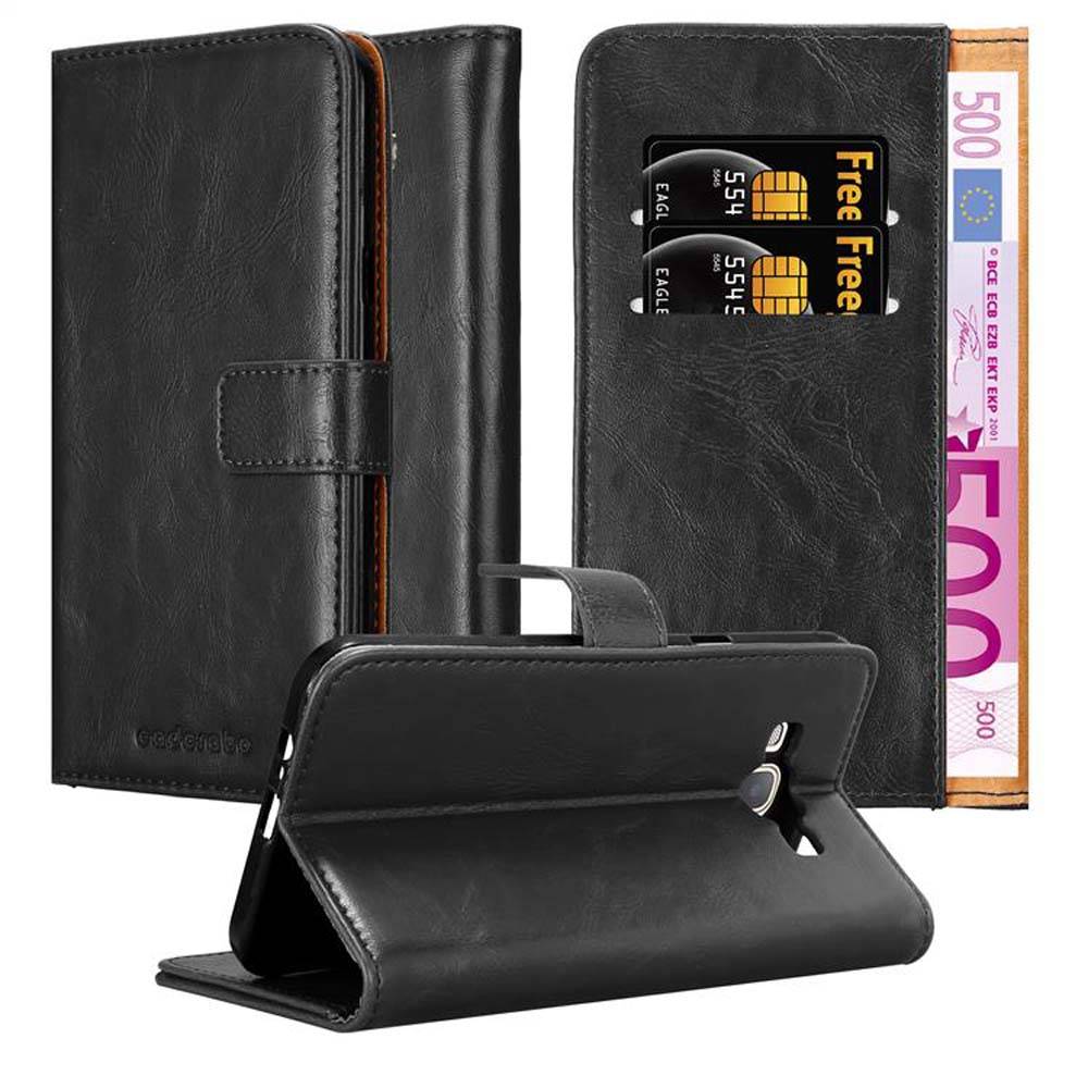 Cadorabo Hülle für Samsung Galaxy A8 2015 Schutzhülle in Schwarz Handyhülle Book Tasche Case Etui Luxury