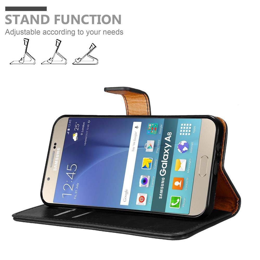 Cadorabo Hülle für Samsung Galaxy A8 2015 Schutzhülle in Schwarz Handyhülle Book Tasche Case Etui Luxury