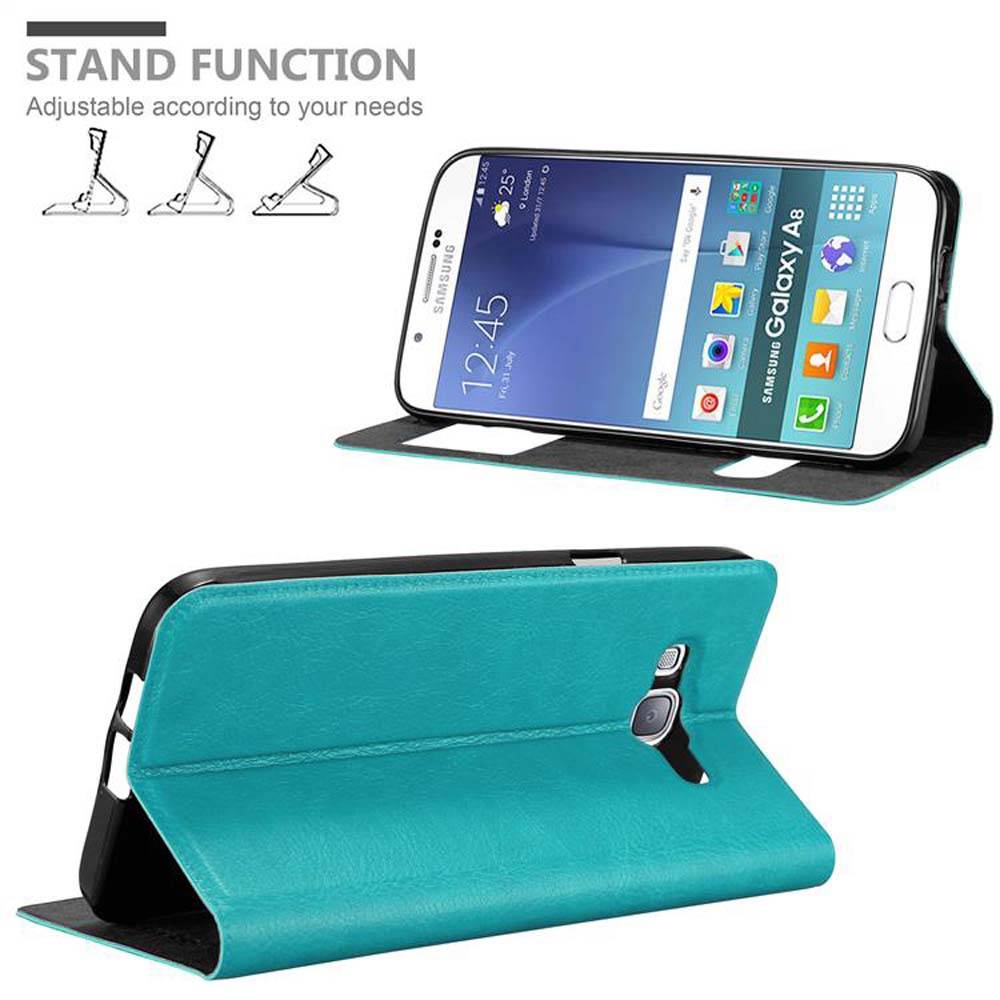 Cadorabo Schutzhülle für Samsung Galaxy A8 2015 Hülle in Türkis Handyhülle Book Case Cover Etui