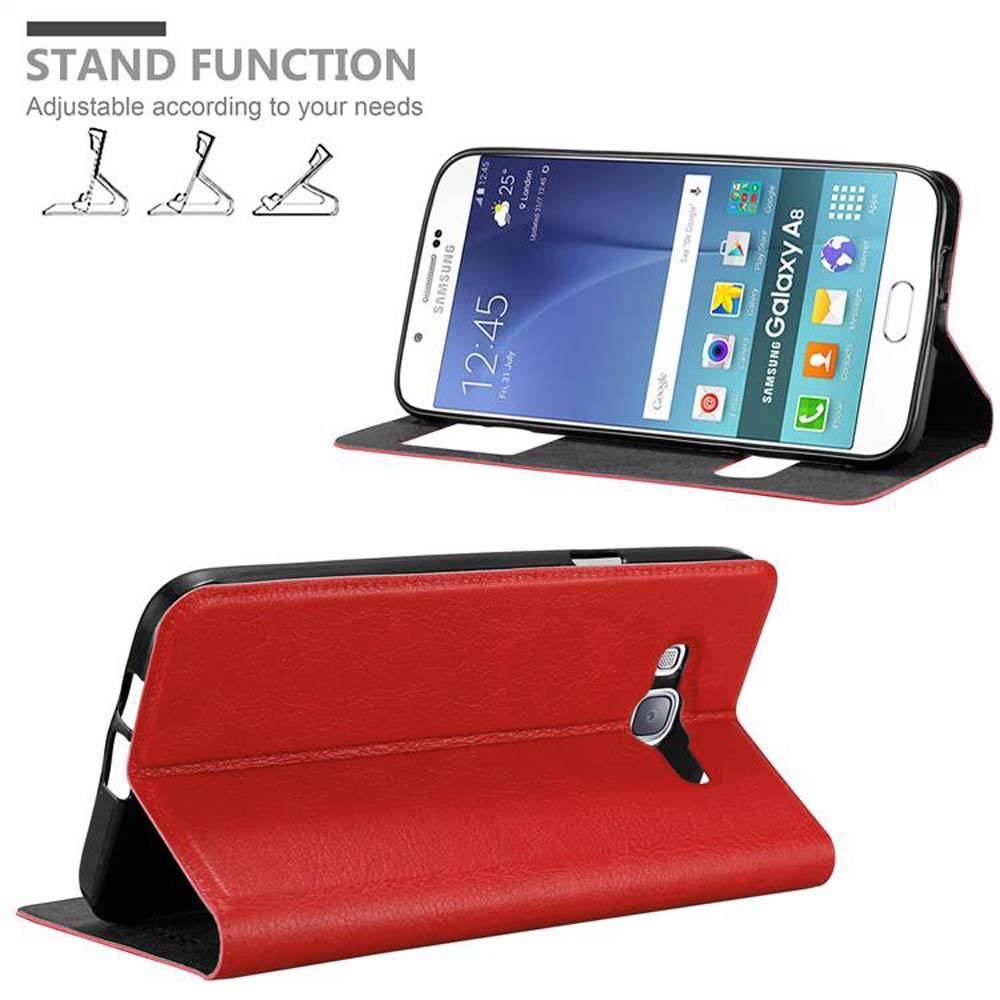 Cadorabo Schutzhülle für Samsung Galaxy A8 2015 Hülle in Rot Handyhülle Book Case Cover Etui