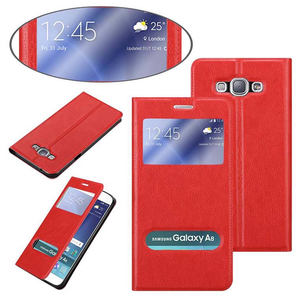 Cadorabo Schutzhülle für Samsung Galaxy A8 2015 Hülle in Rot Handyhülle Book Case Cover Etui