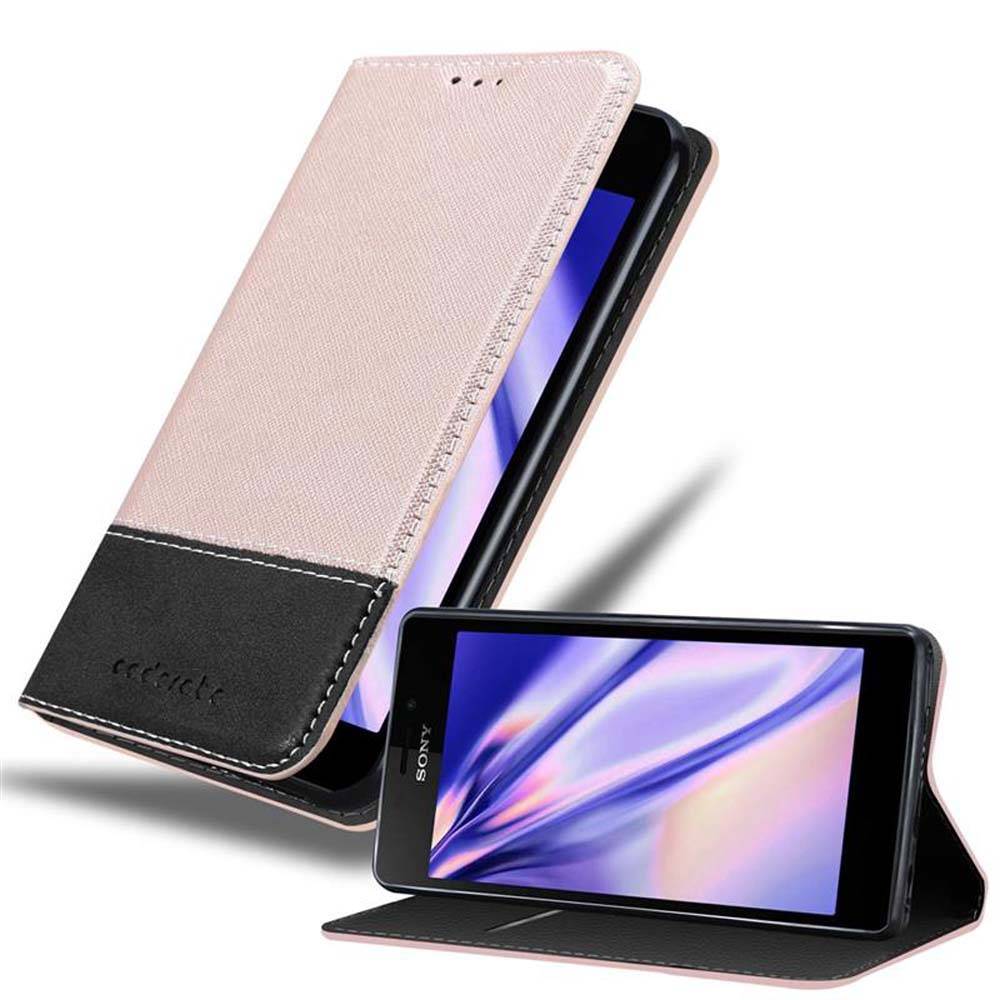 Cadorabo Hülle für Sony Xperia M2 / M2 AQUA Schutzhülle in Rosa SHandyhülle Book Case Etui Kunstleder