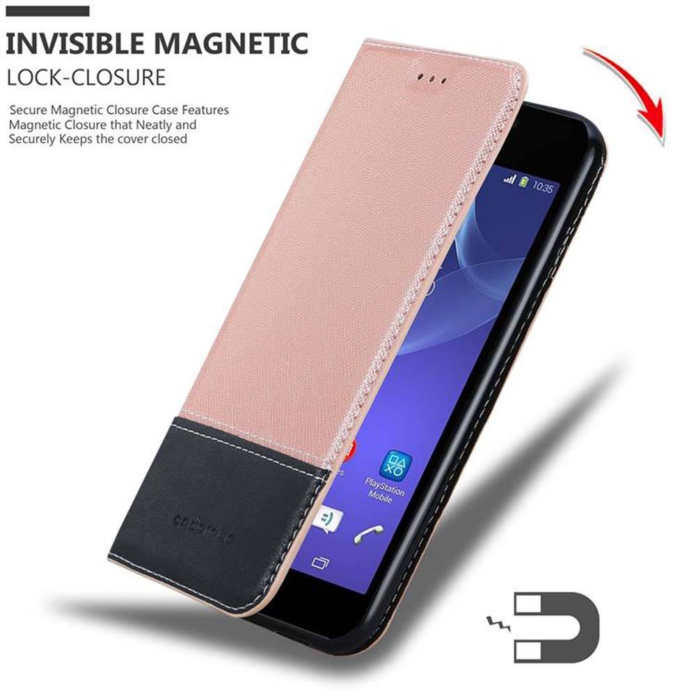 Cadorabo Hülle für Sony Xperia M2 / M2 AQUA Schutzhülle in Rosa SHandyhülle Book Case Etui Kunstleder