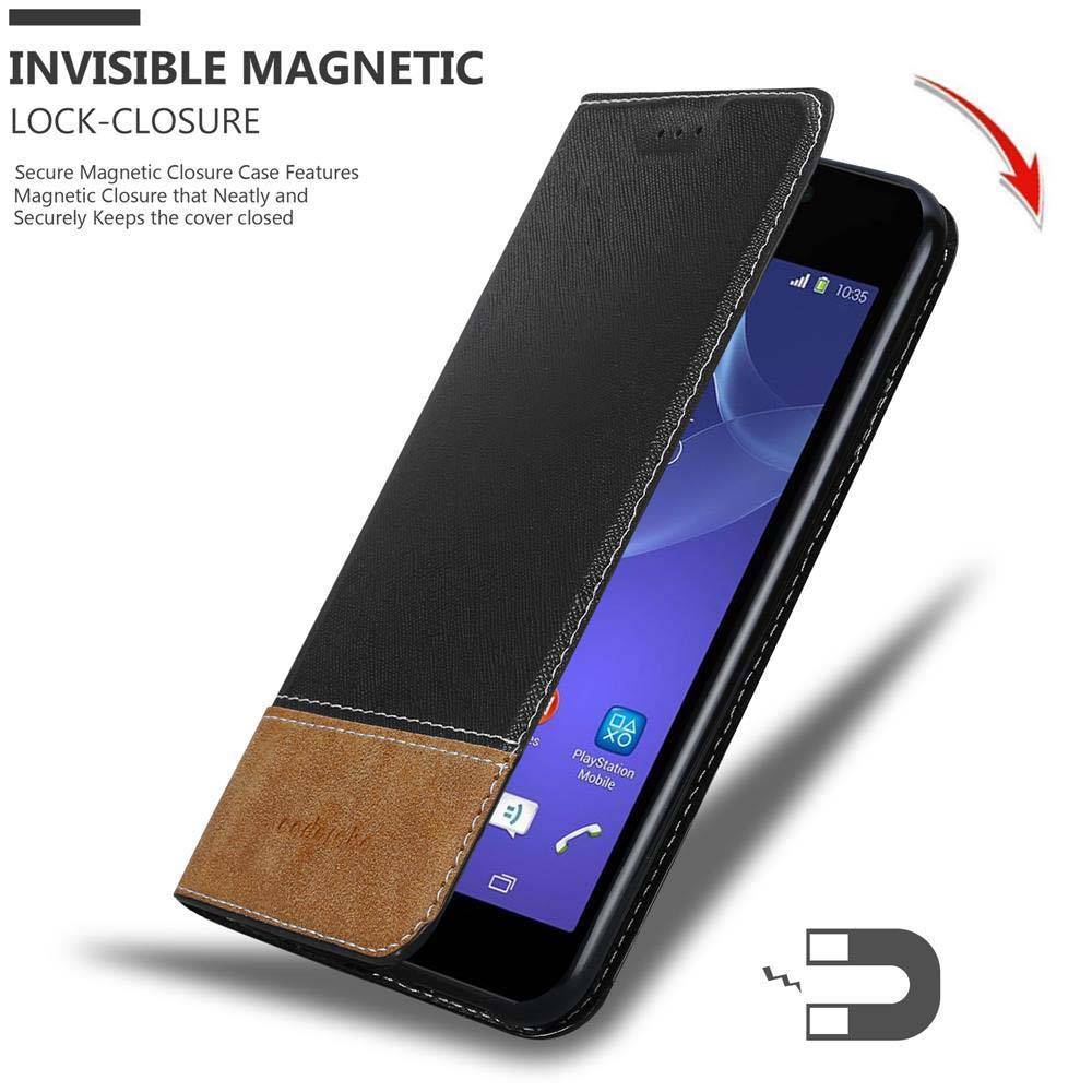Cadorabo Hülle für Sony Xperia M2 / M2 AQUA Schutzhülle in Schwarz SHandyhülle Book Case Etui Kunstleder