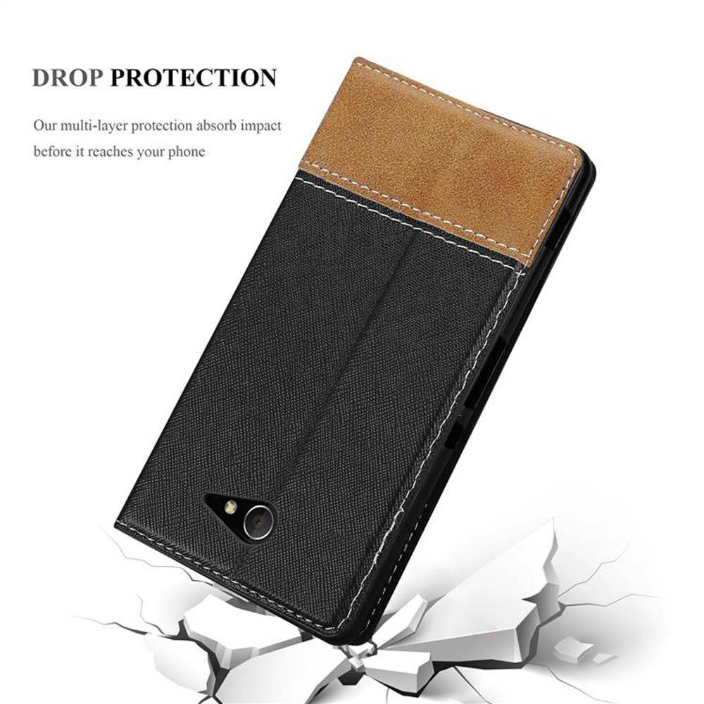 Cadorabo Hülle für Sony Xperia M2 / M2 AQUA Schutzhülle in Schwarz SHandyhülle Book Case Etui Kunstleder