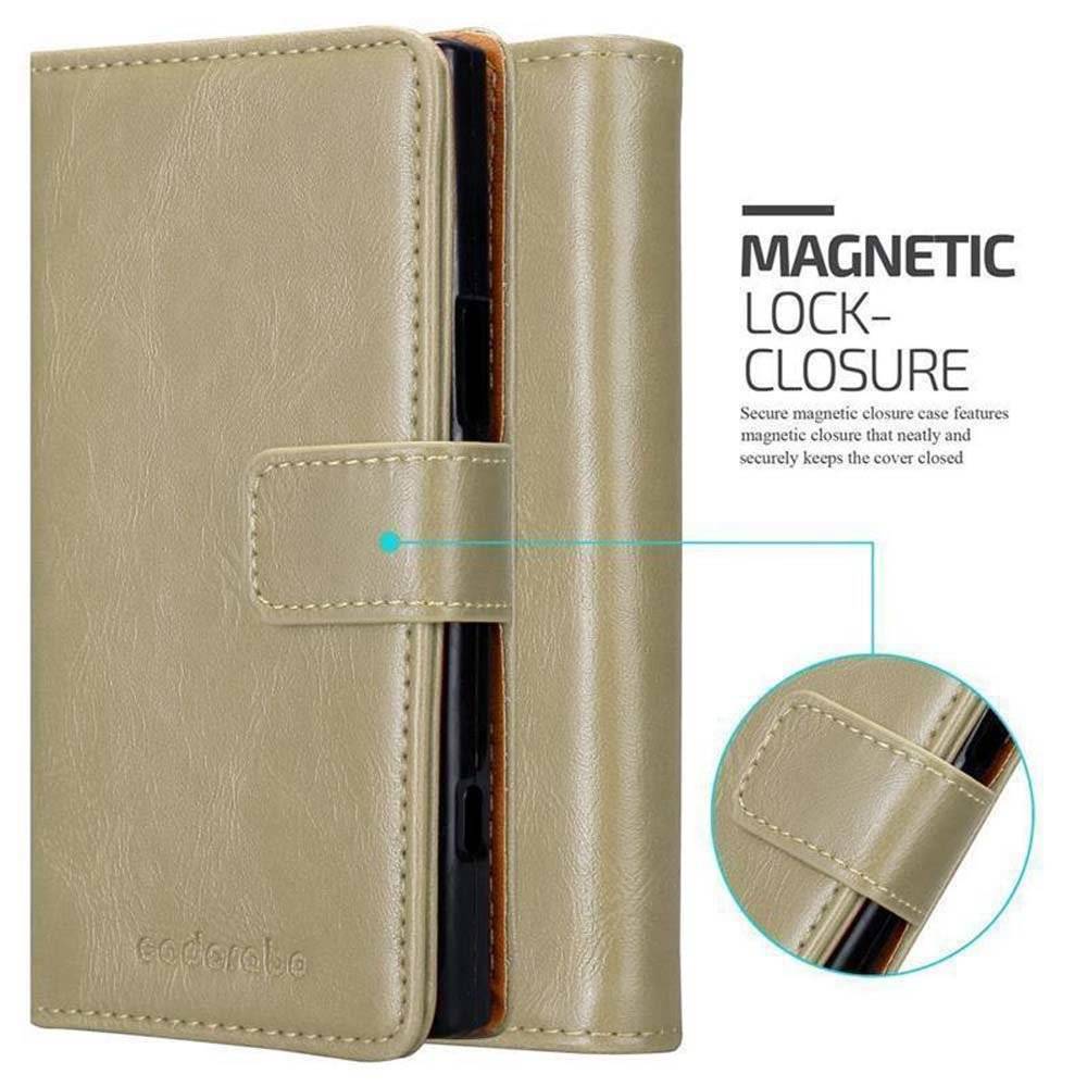 Cadorabo Handy Hülle für Sony Xperia XZ1 Compact Hülle in CAPPUCCINO BRAUN , Schutzhülle Tasche case cover mit Kartenfächern, Standfunktion im Lu