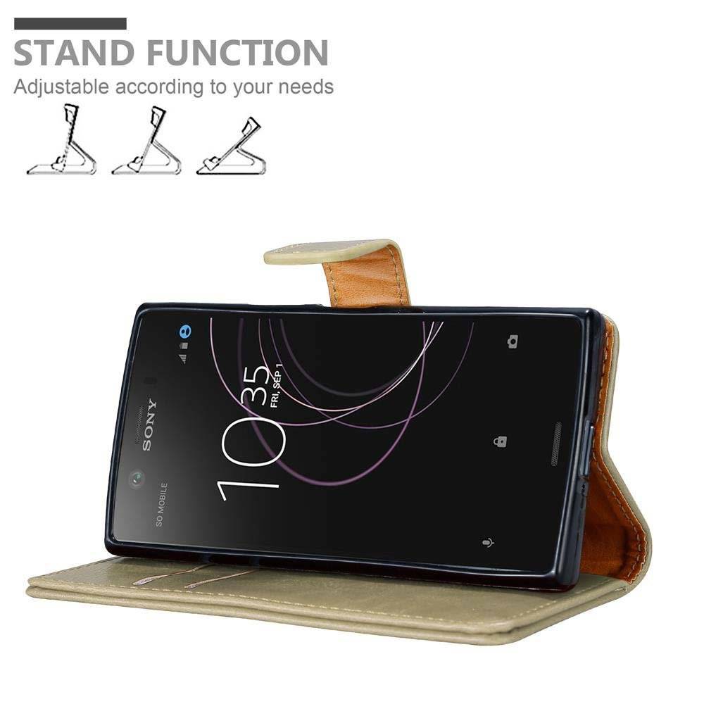 Cadorabo Handy Hülle für Sony Xperia XZ1 Compact Hülle in CAPPUCCINO BRAUN , Schutzhülle Tasche case cover mit Kartenfächern, Standfunktion im Lu