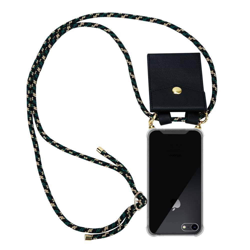 Cadorabo Hülle für Apple iPhone 7 / 7S / 8 / SE 2020 Schutzhülle in Braun Handy Kette Silikon Kordel abnehmbares Etui