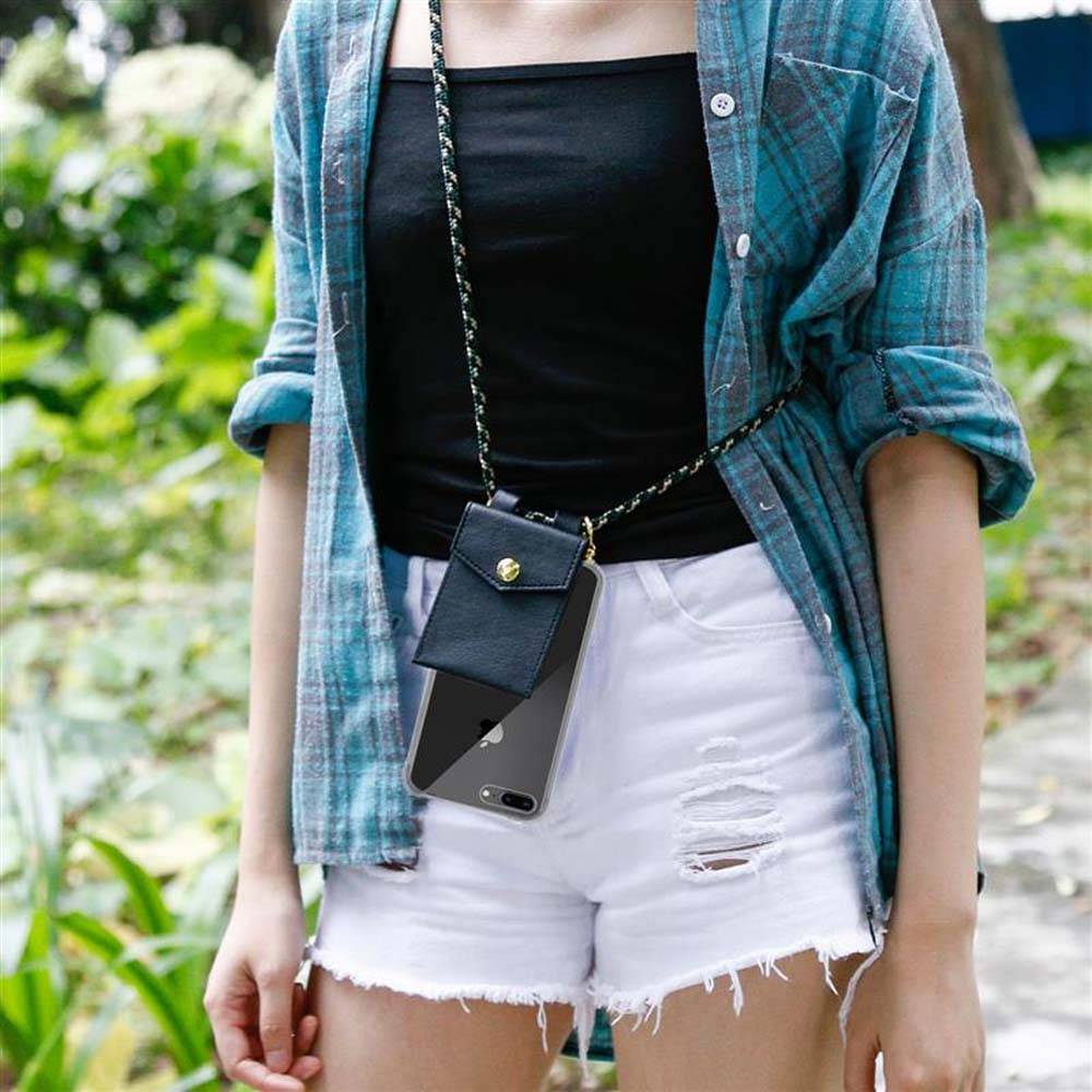 Cadorabo Hülle für Apple iPhone 7 PLUS / 7S PLUS / 8 PLUS Schutzhülle in Braun Handy Kette Silikon Kordel abnehmbares