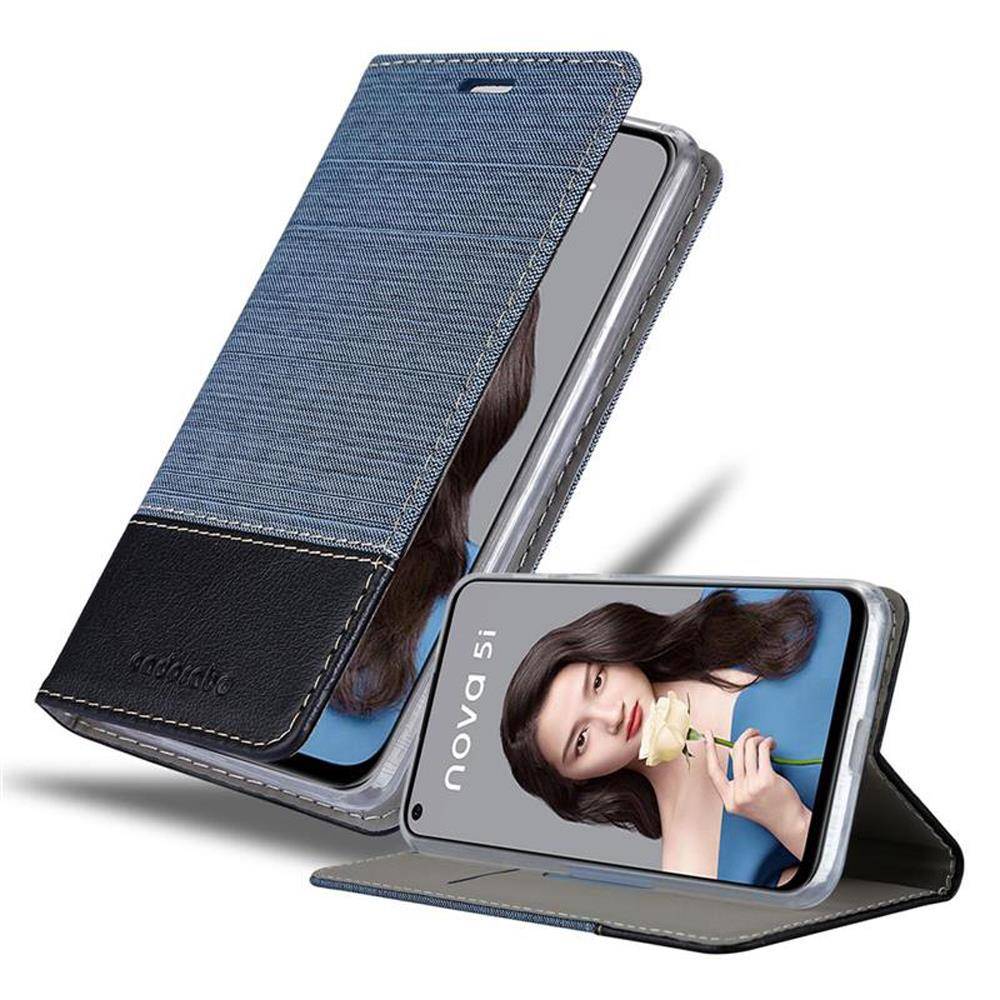 Cadorabo Hülle für Huawei NOVA 5i / P20 LITE 2019 Schutzhülle in Blau Handy Hülle Etui Book Case Cover