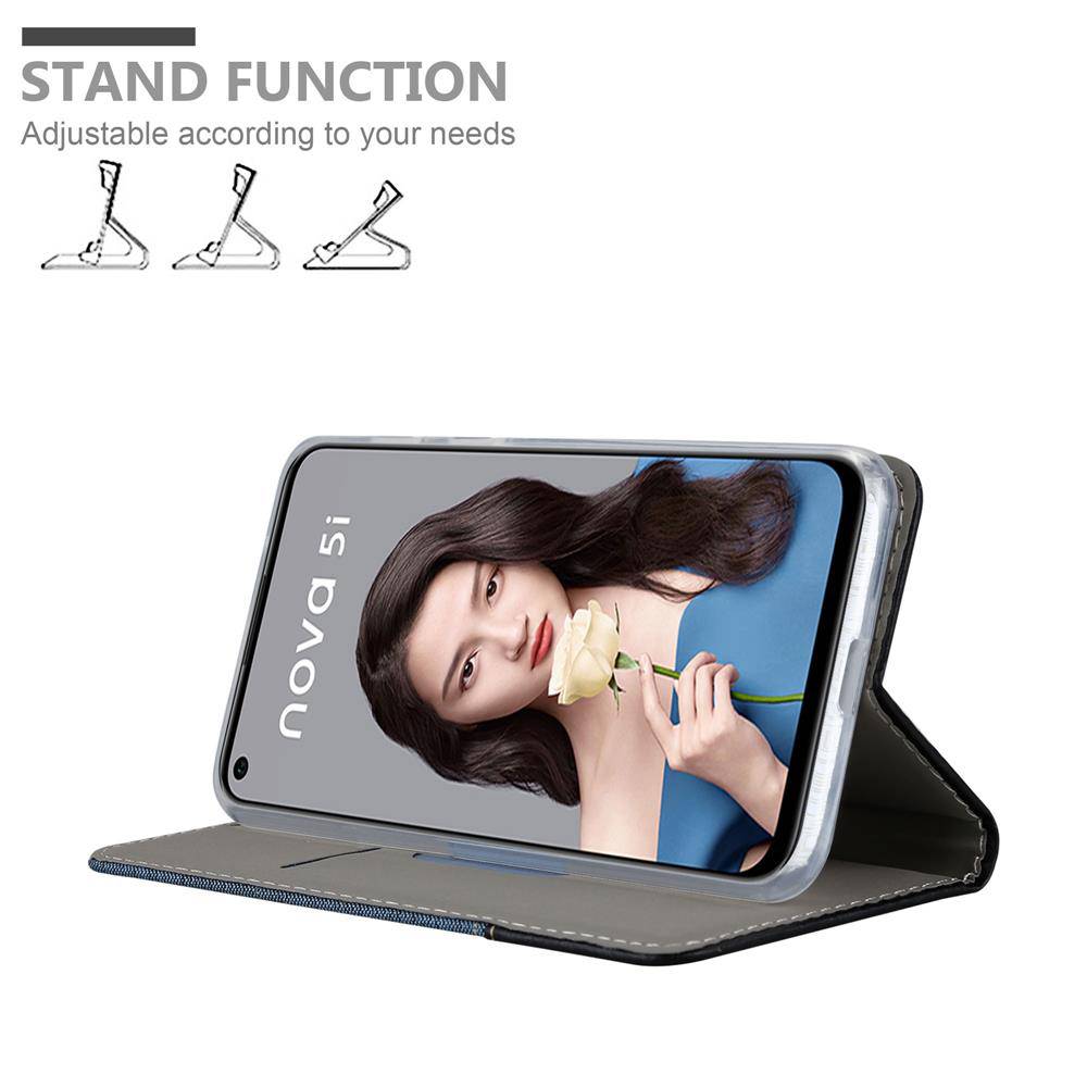 Cadorabo Hülle für Huawei NOVA 5i / P20 LITE 2019 Schutzhülle in Blau Handy Hülle Etui Book Case Cover