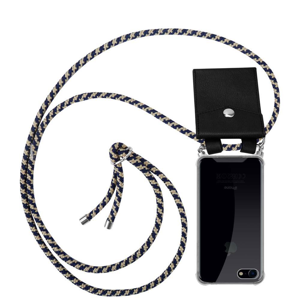 Cadorabo Schutzhülle für Apple iPhone 7 / 7S / 8 / SE 2020 Hülle in Blau Handy Kette Kordel abnehmbares Etui