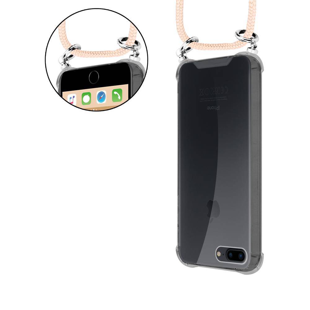 Cadorabo Schutzhülle für Apple iPhone 7 PLUS / 7S PLUS / 8 PLUS Hülle in Rosa Handy Kette Kordel abnehmbares Etui