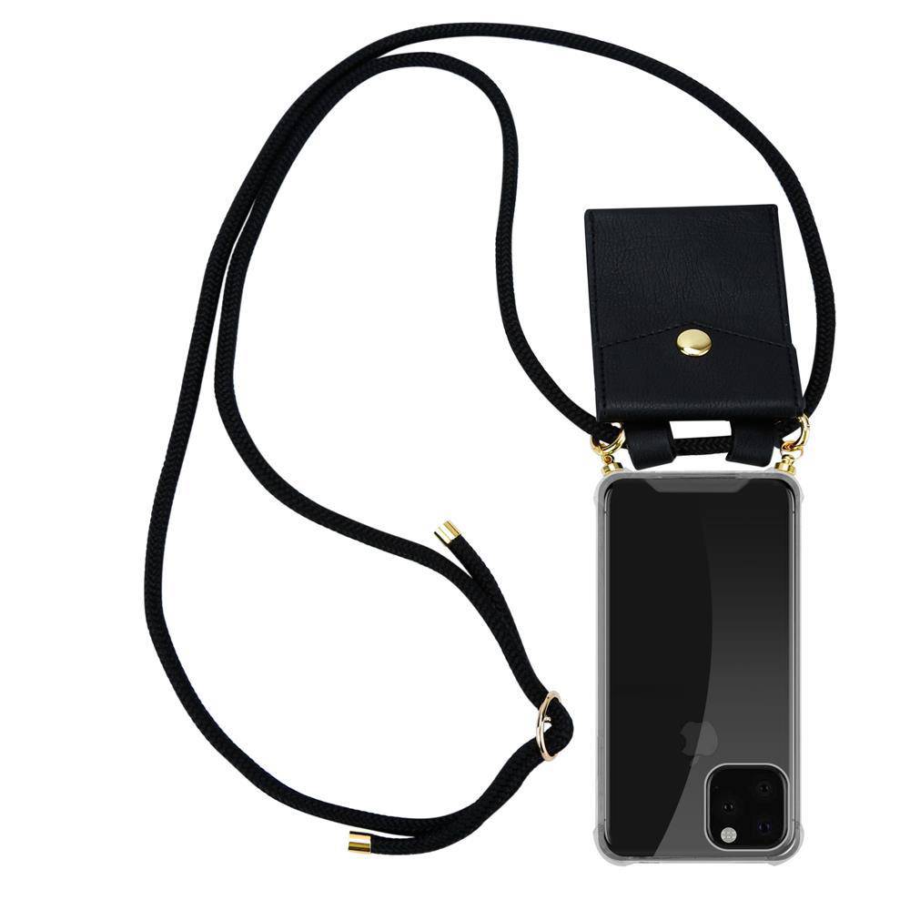 Cadorabo Hülle für Apple iPhone 11 PRO MAX Schutzhülle in Schwarz Handy Kette Silikon Kordel abnehmbares Etui