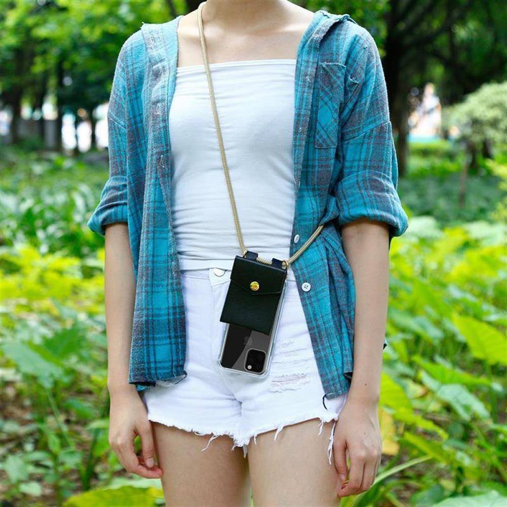 Cadorabo Hülle für Apple iPhone 11 PRO MAX Schutzhülle in Braun Handy Kette Silikon Kordel abnehmbares Etui