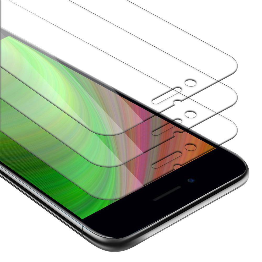 Cadorabo 3x Panzer Folie für Apple iPhone 7 / 7S / 8 / SE 2020 Schutzfolie in Transparent Folie Tempered