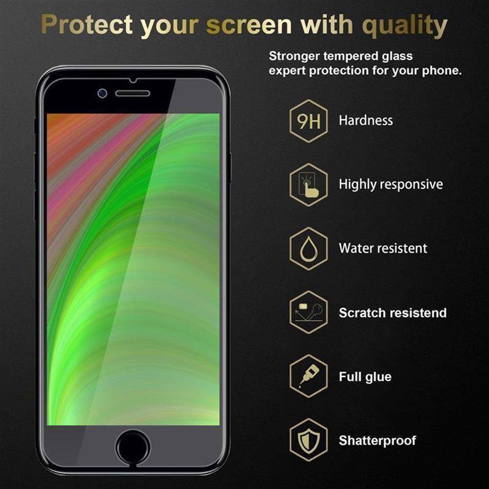 Cadorabo 3x Panzer Folie für Apple iPhone 7 / 7S / 8 / SE 2020 Schutzfolie in Transparent Folie Tempered