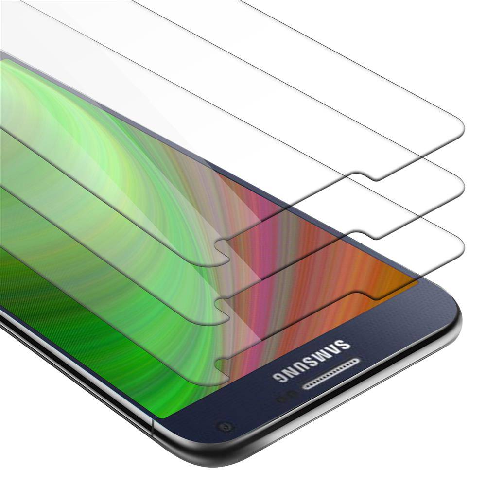 Cadorabo 3x Panzer Folie für Samsung Galaxy A7 2015 Schutzfolie in Transparent Folie Tempered Display-Schutzglas