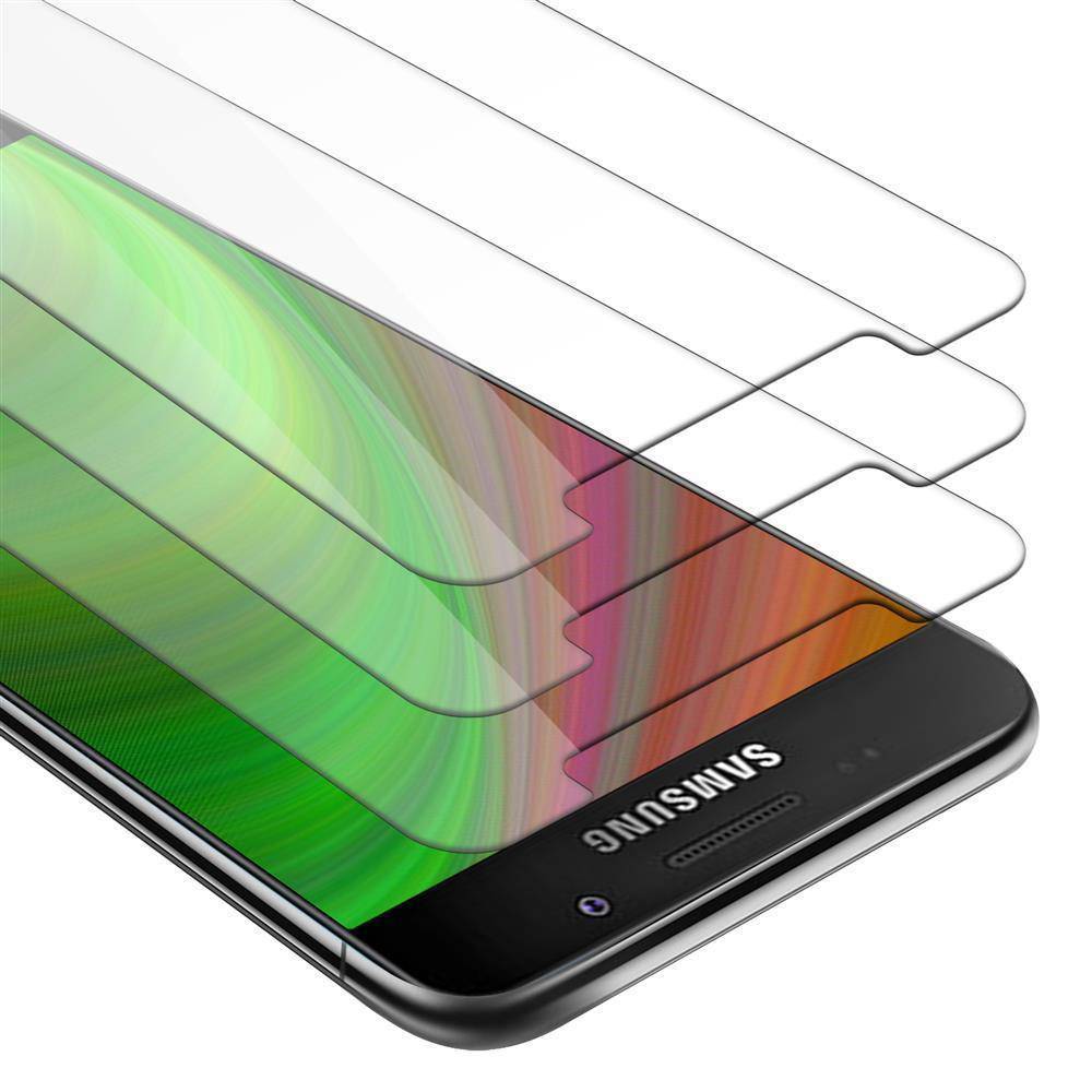 Cadorabo 3x Panzer Folie für Samsung Galaxy A7 2016 Schutzfolie in Transparent Folie Tempered Display-Schutzglas