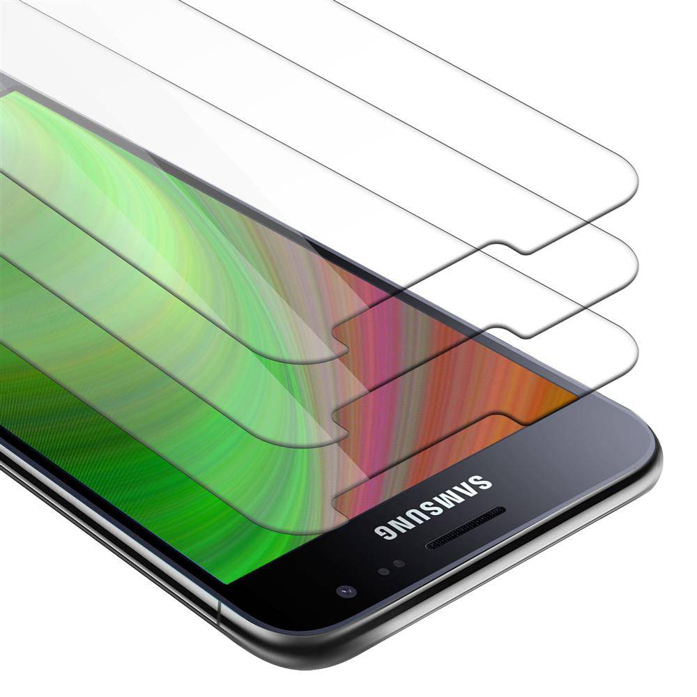 Cadorabo 3x Panzer Folie für Samsung Galaxy J3 2016 Schutzfolie in Transparent Folie Tempered Display-Schutzglas