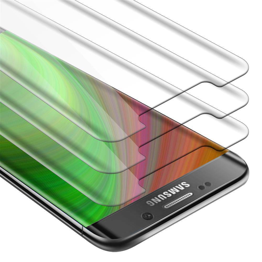 Cadorabo 3x Panzer Folie für Samsung Galaxy S6 EDGE Schutzfolie in Transparent Folie Tempered Display-Schutzglas