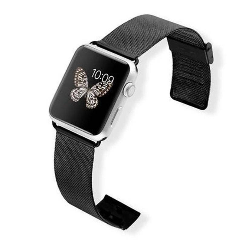 Cadorabo Edelstahl Armband für 42 mm Apple Watch Series 1 & Apple Watch Series 2 & Apple Watch Series 3 - Wrist Band in SCHWARZ