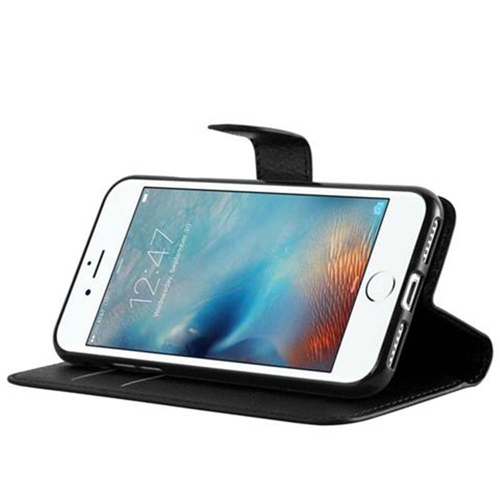 Cadorabo Hülle für Apple iPhone 7 / 7S / 8 / SE 2020 Schutz Hülle in Schwarz Handyhülle Etui Case Cover Magnetverschluss
