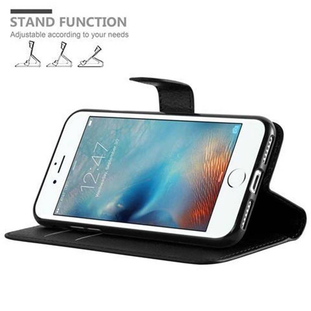 Cadorabo Hülle für Apple iPhone 7 / 7S / 8 / SE 2020 Schutz Hülle in Schwarz Handyhülle Etui Case Cover Magnetverschluss