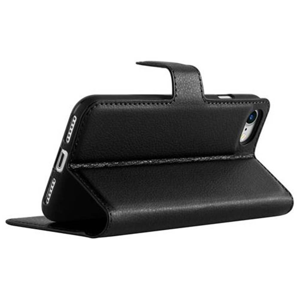 Cadorabo Hülle für Apple iPhone 7 / 7S / 8 / SE 2020 Schutz Hülle in Schwarz Handyhülle Etui Case Cover Magnetverschluss